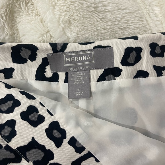 Merona White Black Gray Leopard Print Pencil skirt size 4 - Picture 4 of 5